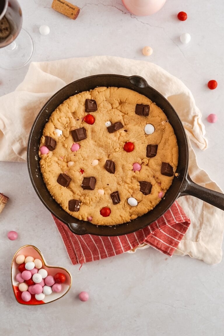 Peanut Butter and Fudge Valentine’s Day Skillet Cookie