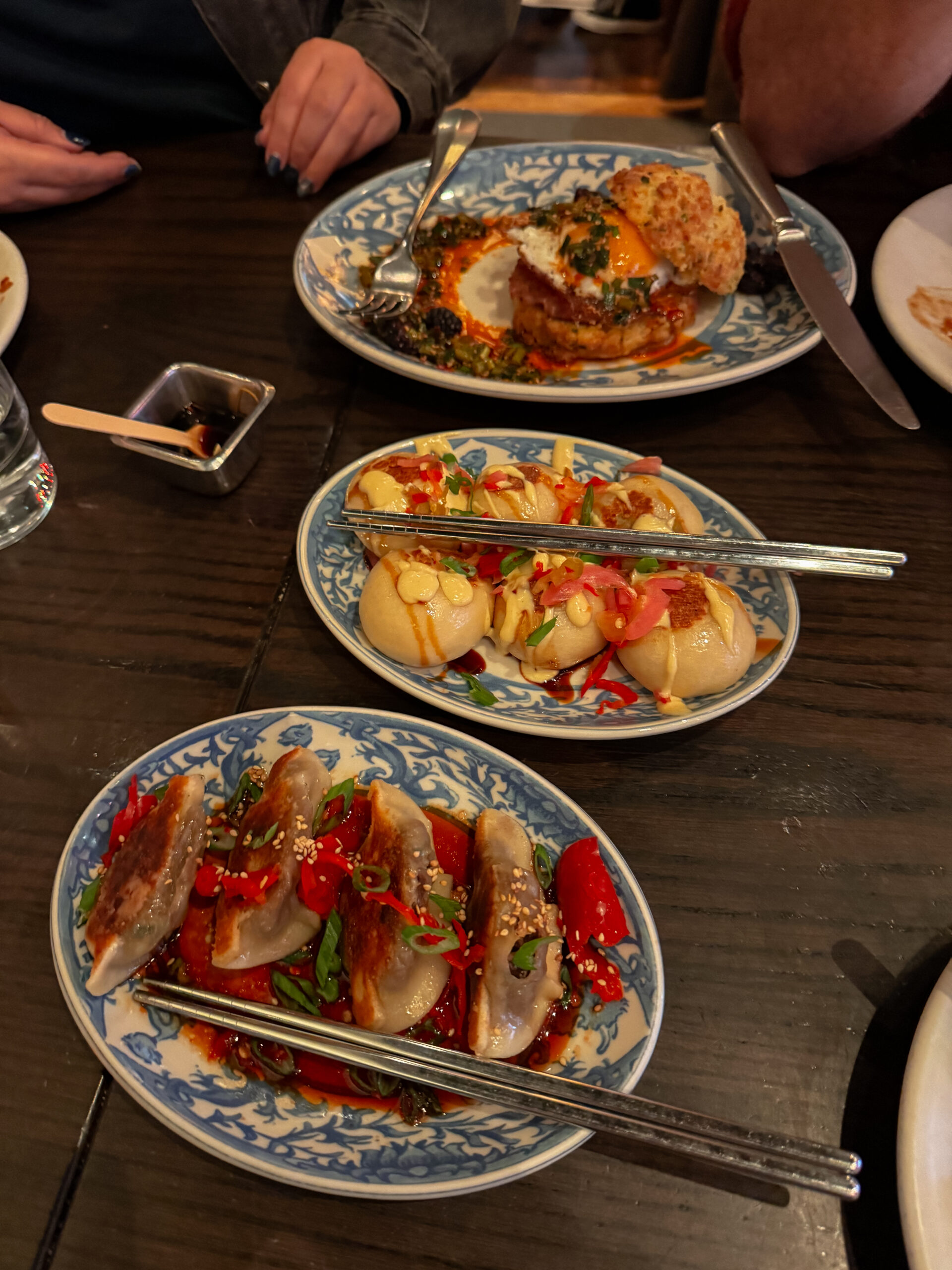 plates of dim sum brunch.