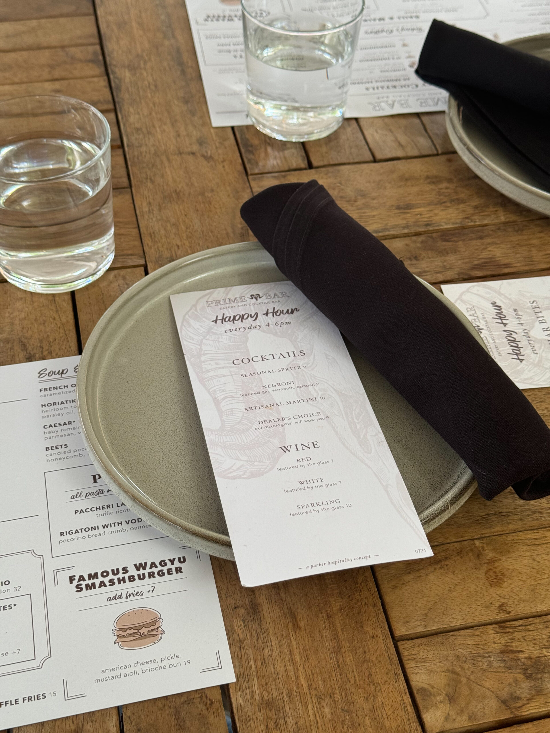 happy hour menu on plate.