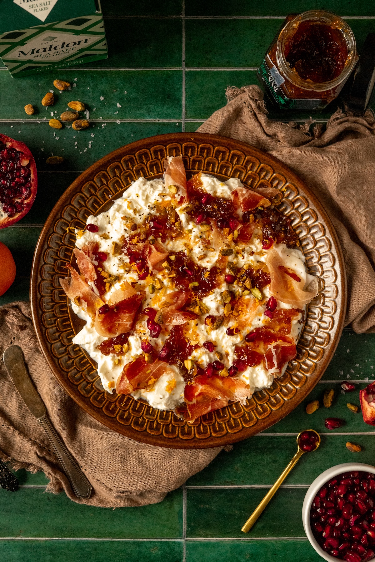 Fig and Prosciutto Holiday Burrata Plate