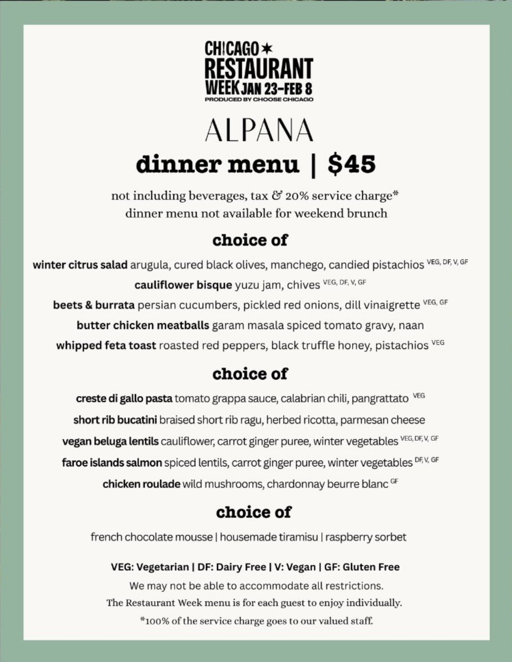 alpana restaurant menu.
