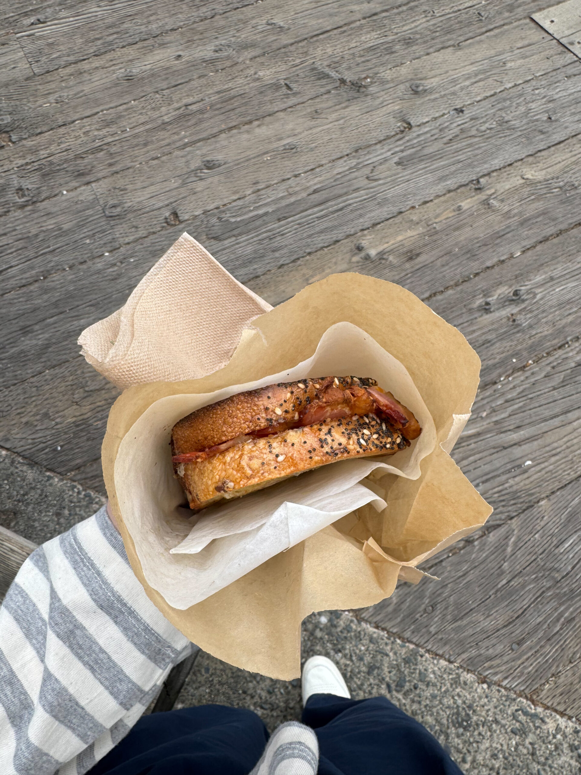 grilled cheese in takeout packaging.