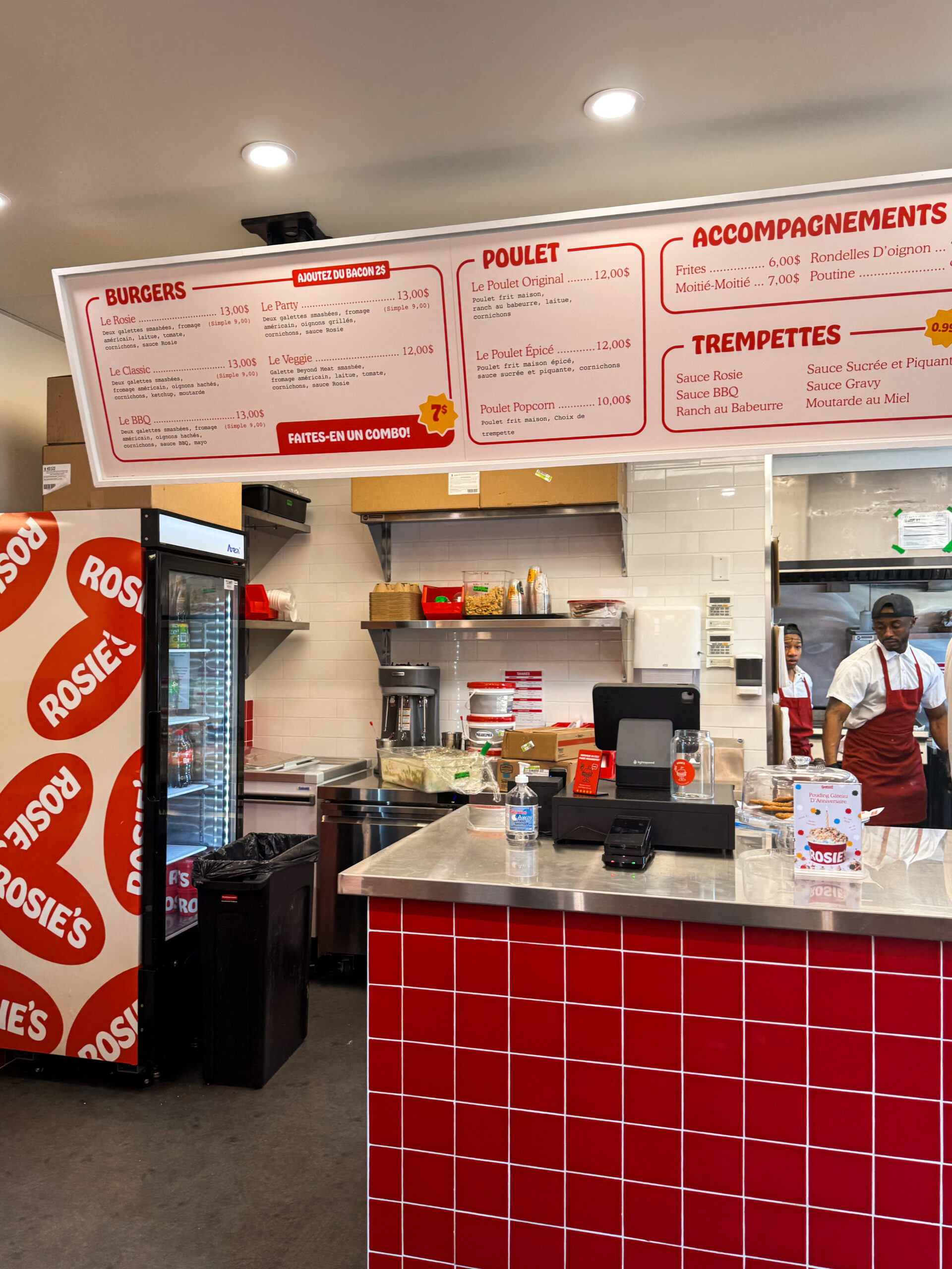 interior of Rosies burgers in Montreal.