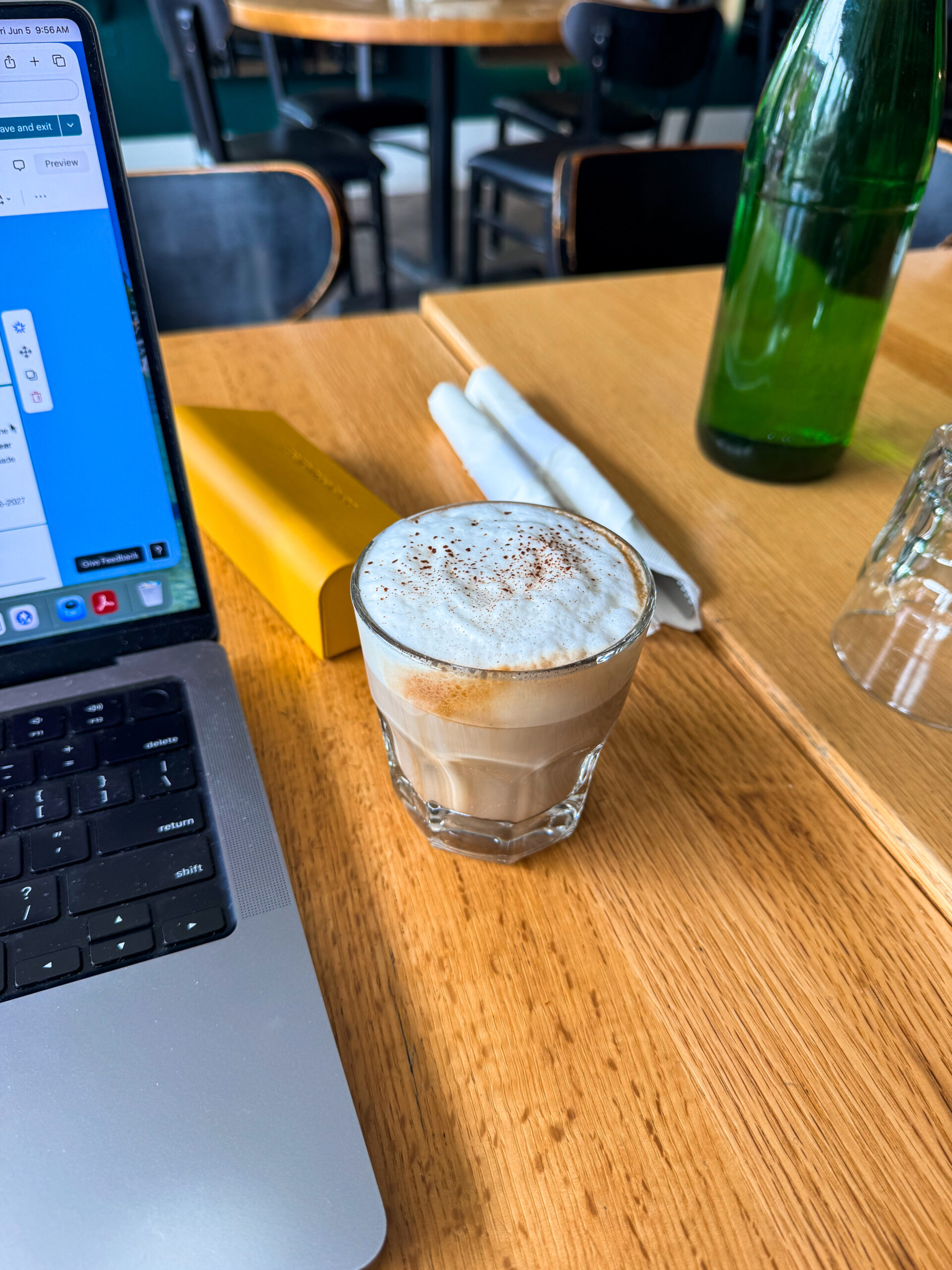cappuccino on table.