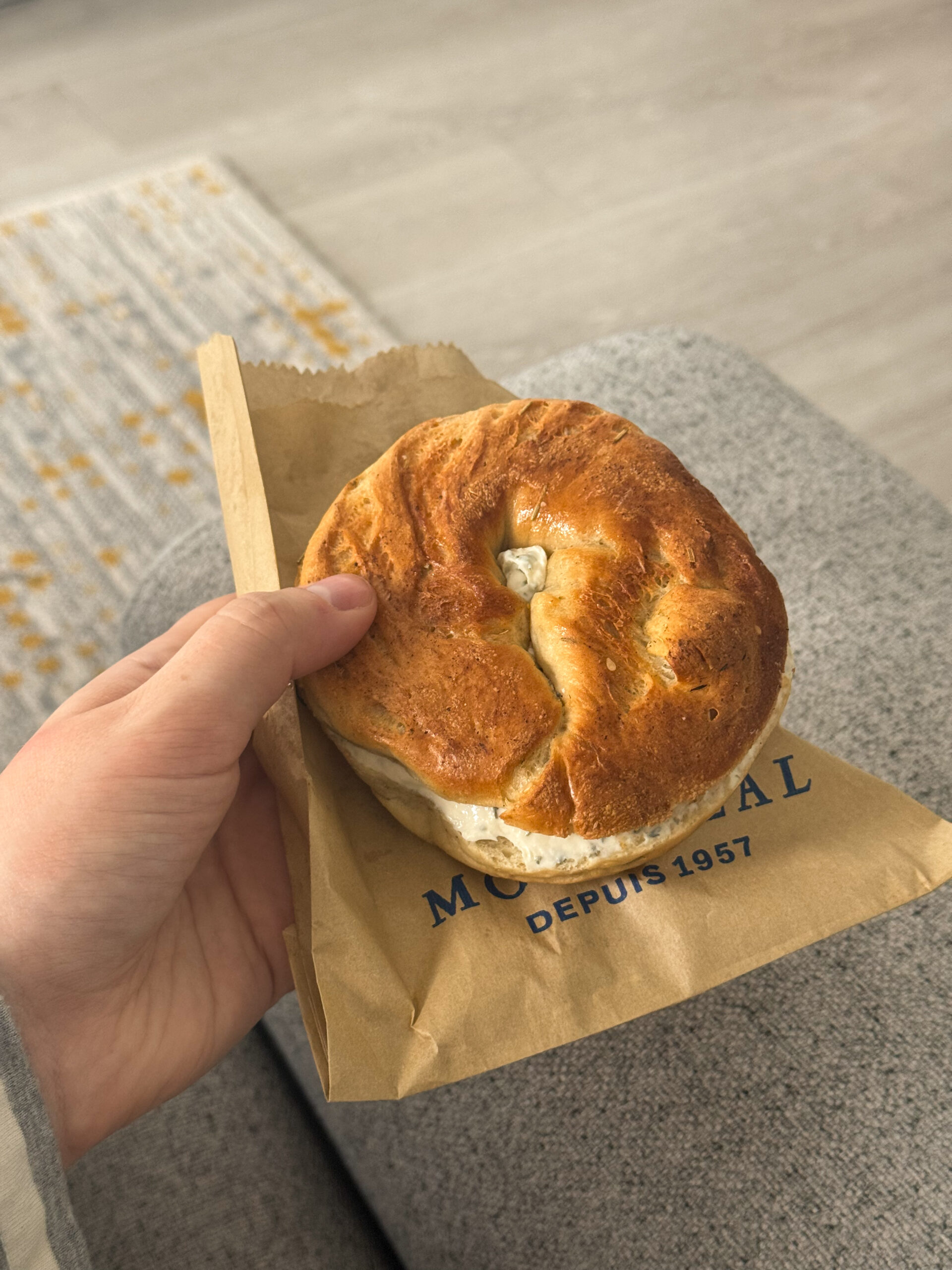 bagel with cream cheese.