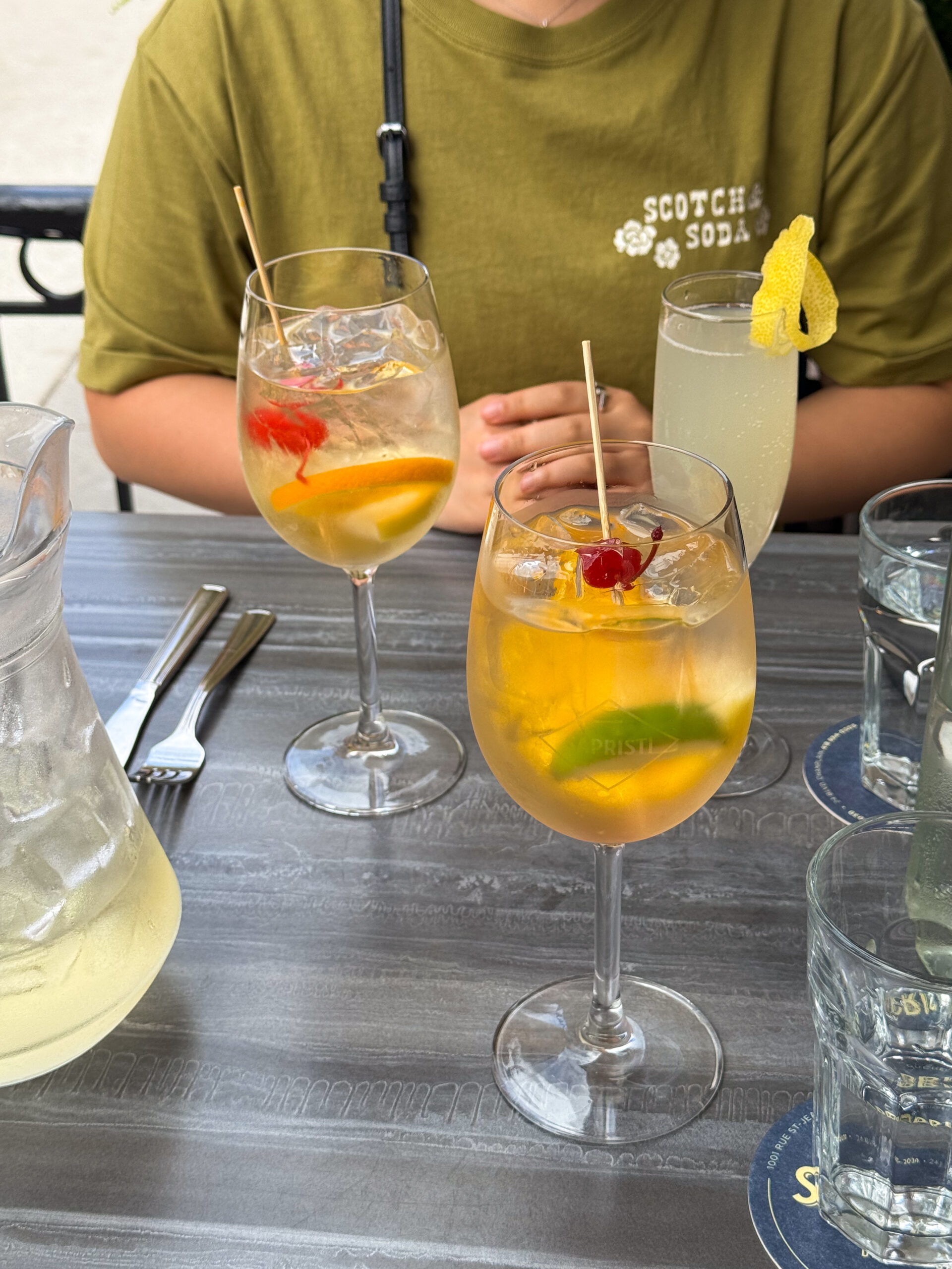 glasses of sangria on table.